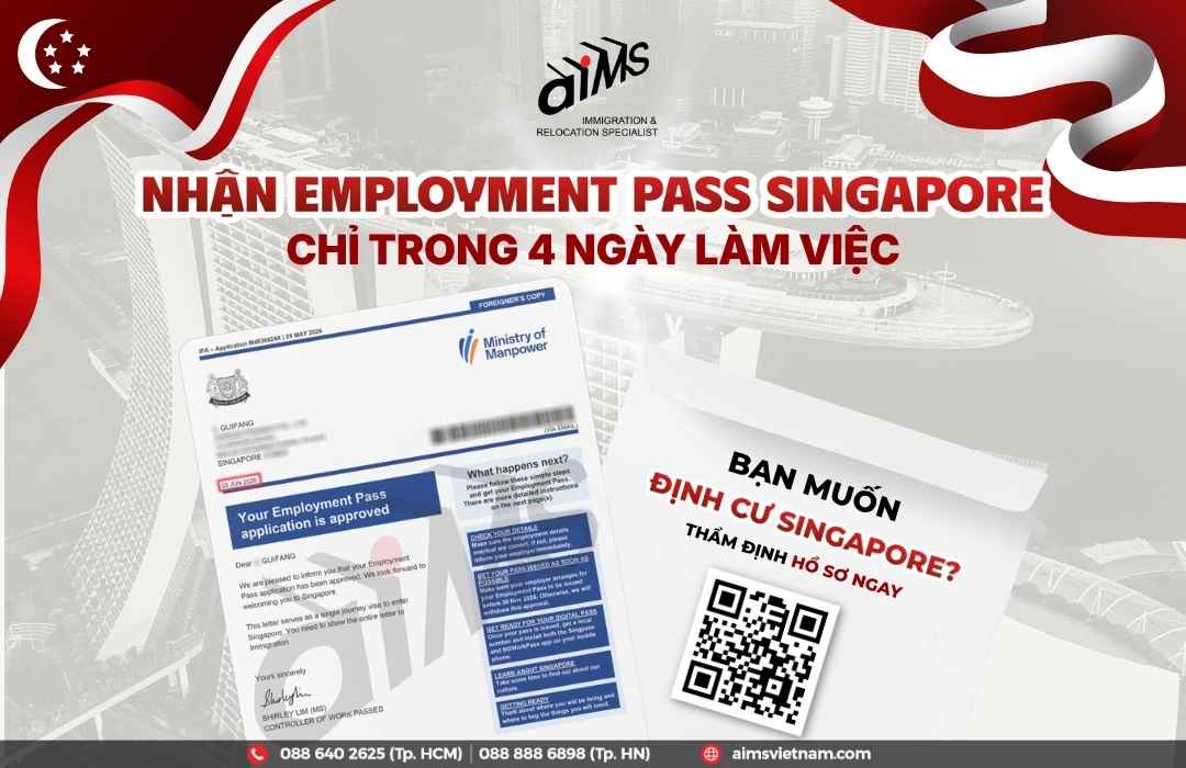 Khách hàng AIMS thành công nhận chấp thuận EP Singapore chỉ trong 4 ngày