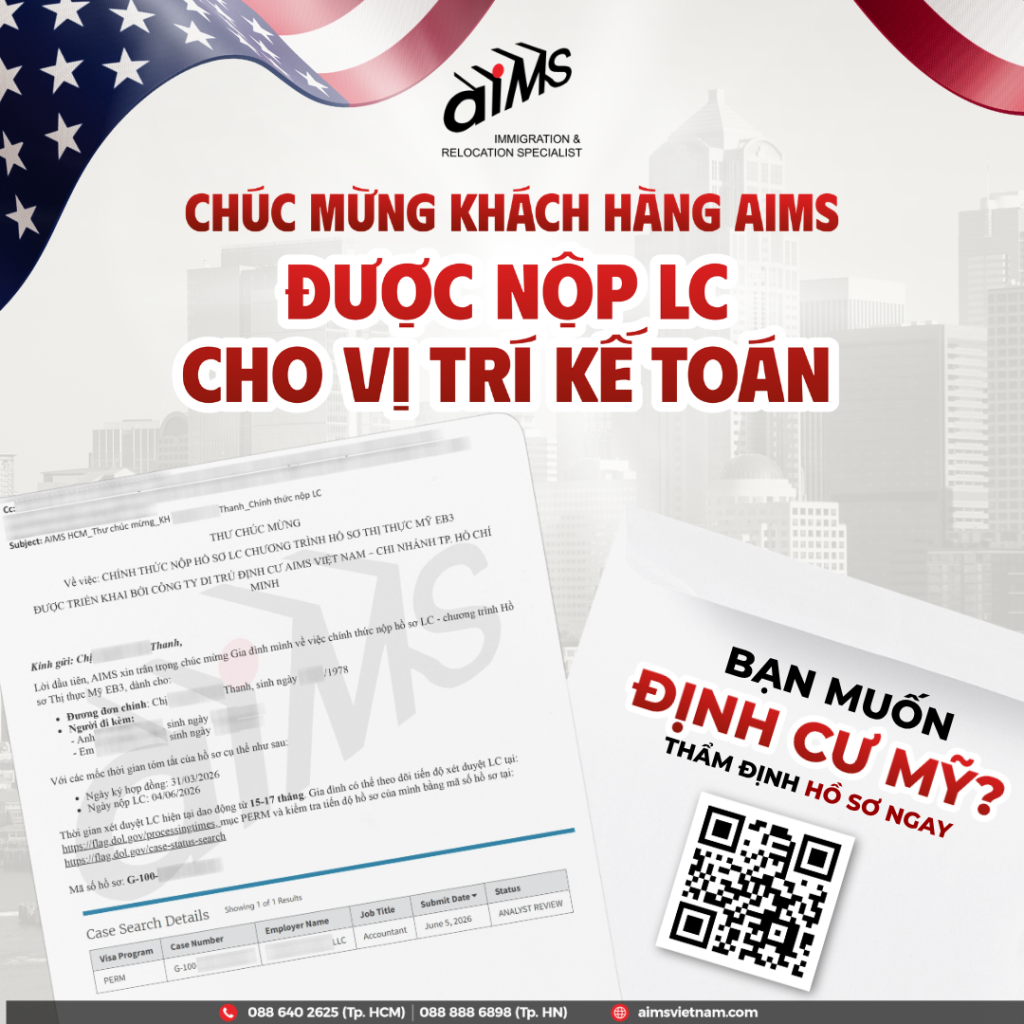 CHÚC MỪNG KHÁCH HÀNG AIMS ĐƯỢC NỘP LC CHO VỊ TRÍ KẾ TOÁN