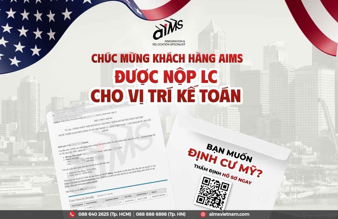 CHÚC MỪNG KHÁCH HÀNG AIMS ĐƯỢC NỘP LC CHO VỊ TRÍ KẾ TOÁN