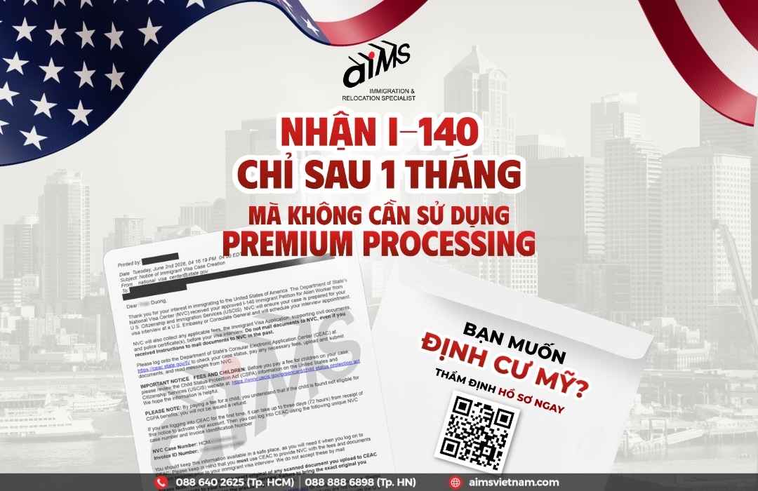 KHÁCH HÀNG AIMS NHẬN CHẤP THUẬN I-140 CHỈ SAU 1 THÁNG MÀ KHÔNG CẦN SỬ DỤNG PREMIUM PROCESSING 