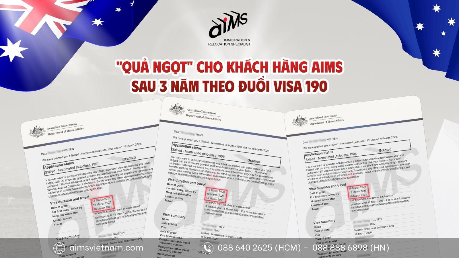 HÀNH TRÌNH 3 NĂM KIẾN TẠO TƯƠNG LAI: KHÁCH HÀNG AIMS CHÍNH THỨC NHẬN VISA 190 ĐỊNH CƯ ÚC