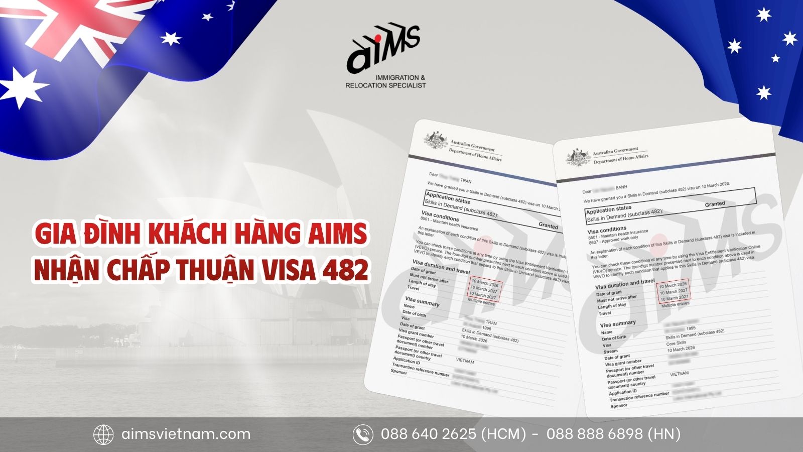 KHÁCH HÀNG AIMS THÀNH CÔNG NHẬN CHẤP THUẬN VISA 482 ÚC