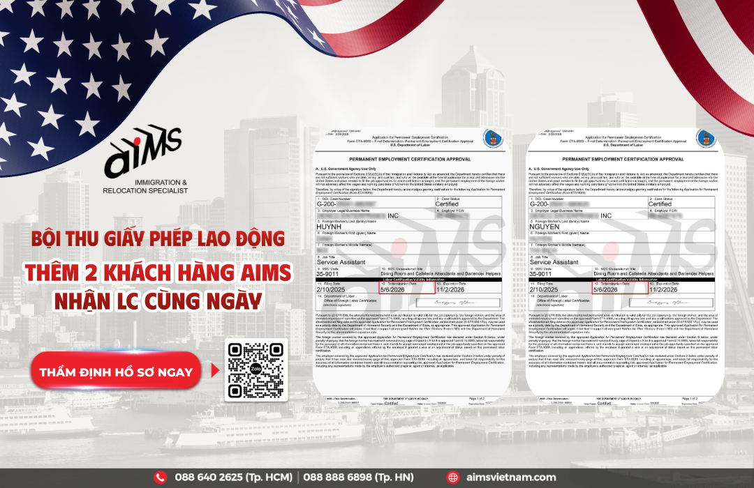 BỘI THU GIẤY PHÉP LAO ĐỘNG: THÊM 2 KHÁCH HÀNG AIMS NHẬN CHẤP THUẬN LC CÙNG NGÀY
