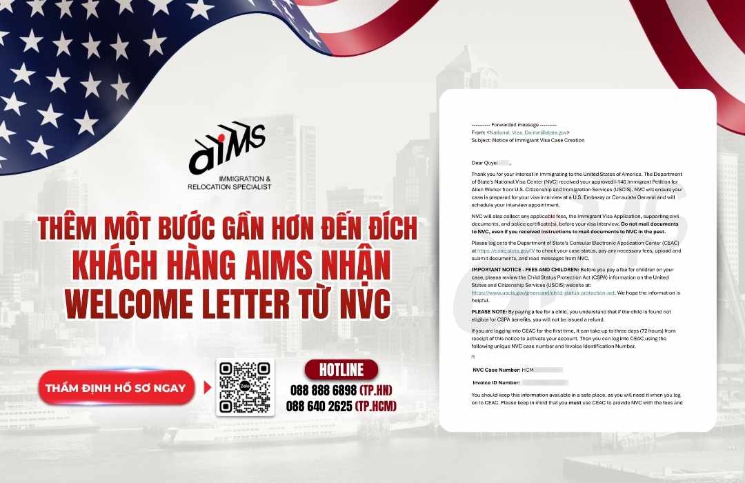 THÊM MỘT BƯỚC GẦN HƠN ĐẾN ĐÍCH: KHÁCH HÀNG AIMS NHẬN WELCOME LETTER TỪ NVC 