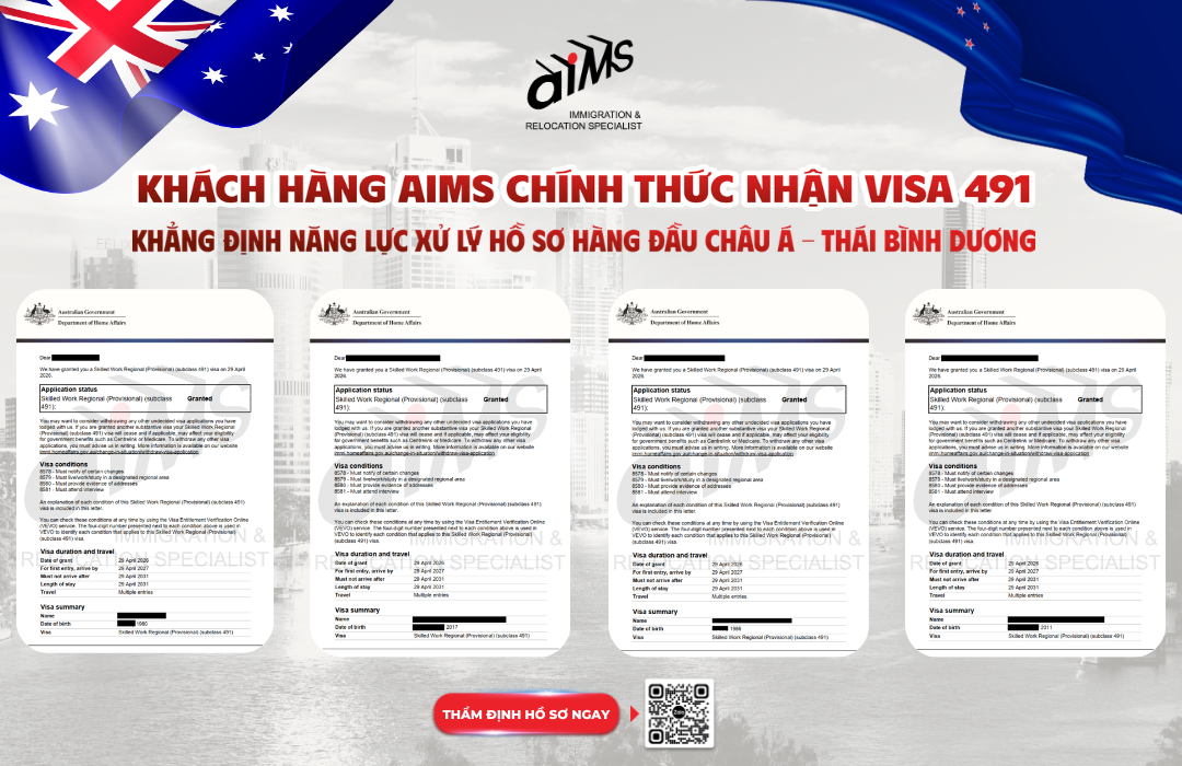 KHÁCH HÀNG AIMS CHÍNH THỨC NHẬN VISA 491 ÚC CÙNG GIA ĐÌNH THÁNG 4 2026