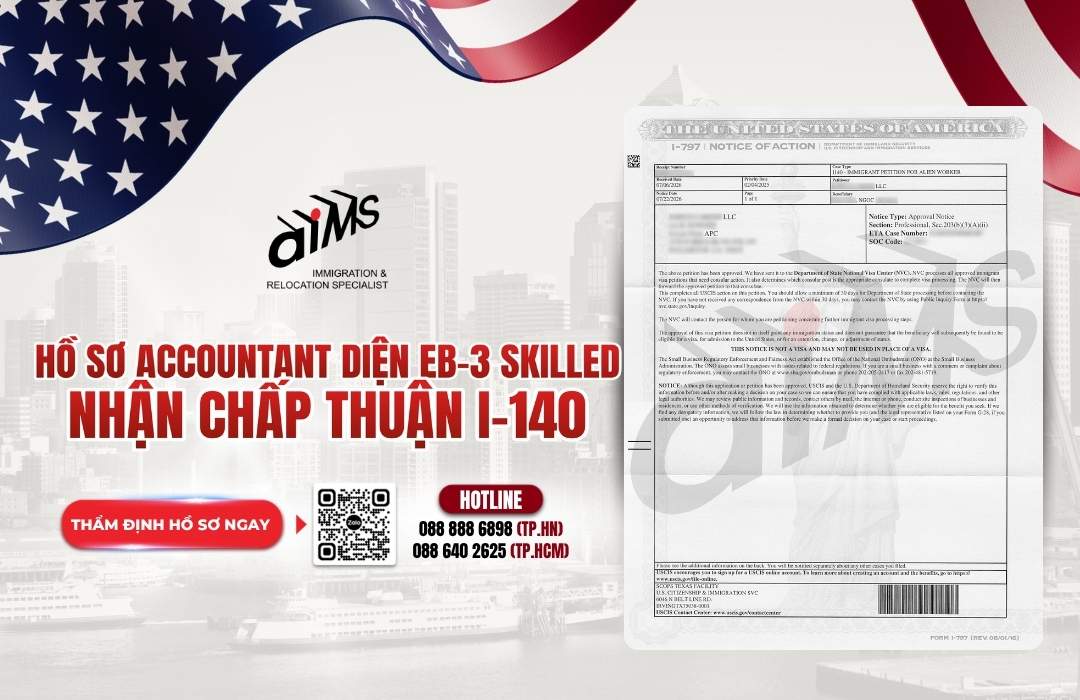 Khách hàng của AIMS thành công nhận chấp thuận I-140 tháng 7 2026
