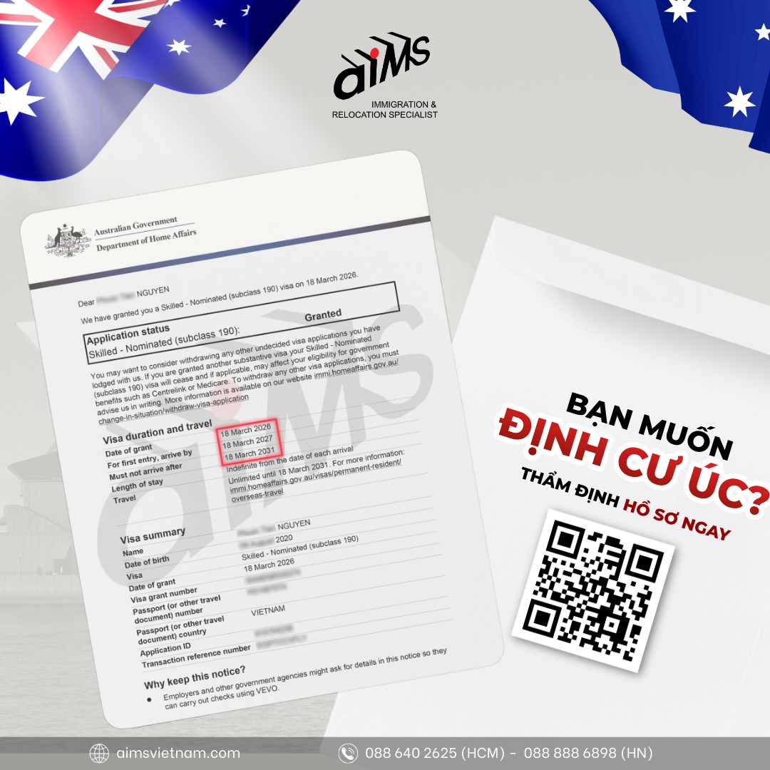 HÀNH TRÌNH 3 NĂM KIẾN TẠO TƯƠNG LAI: KHÁCH HÀNG AIMS CHÍNH THỨC NHẬN VISA 190 ĐỊNH CƯ ÚC
