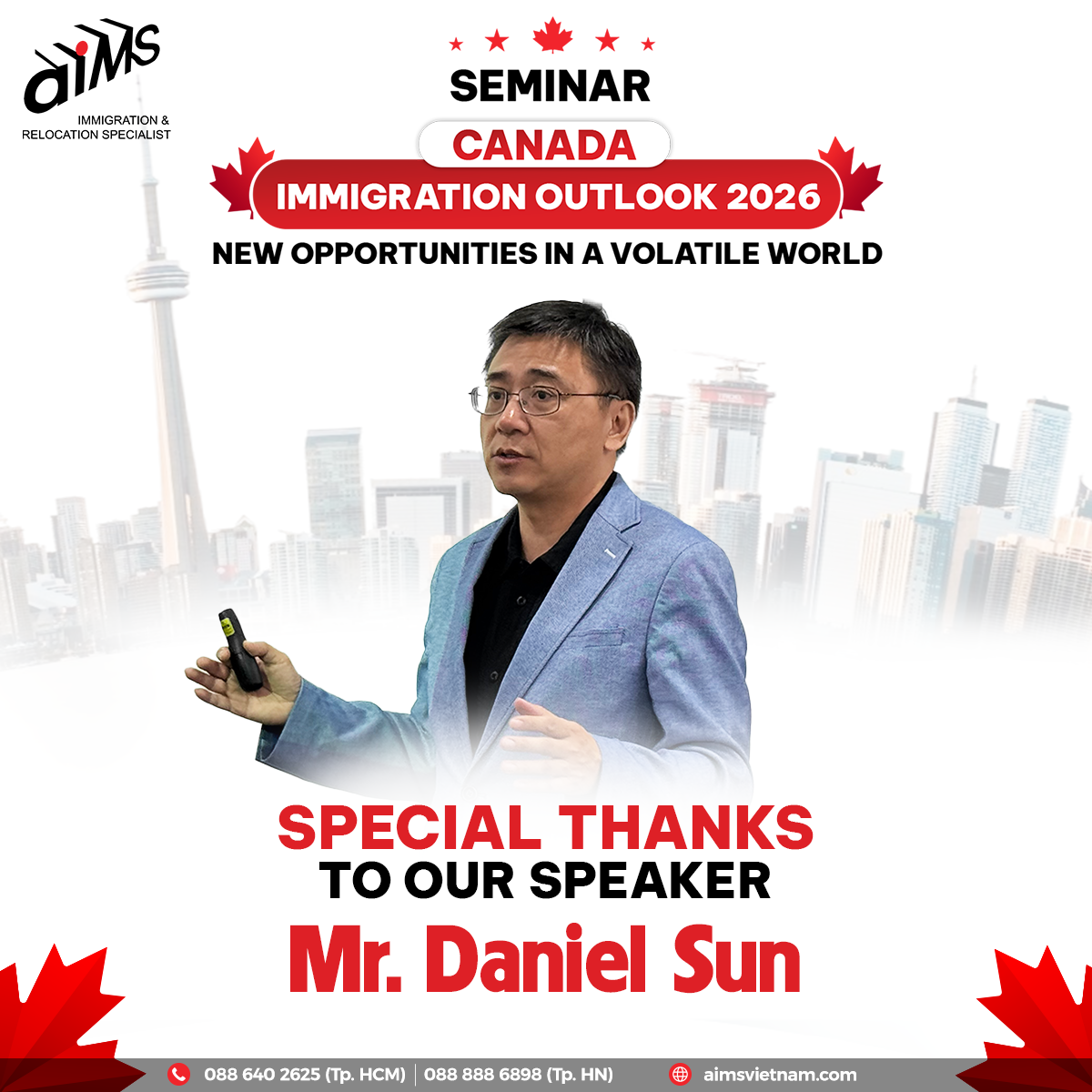 Diễn giả Daniel Sun tại HỘI THẢO TRIỂN VỌNG ĐỊNH CƯ CANADA 2026