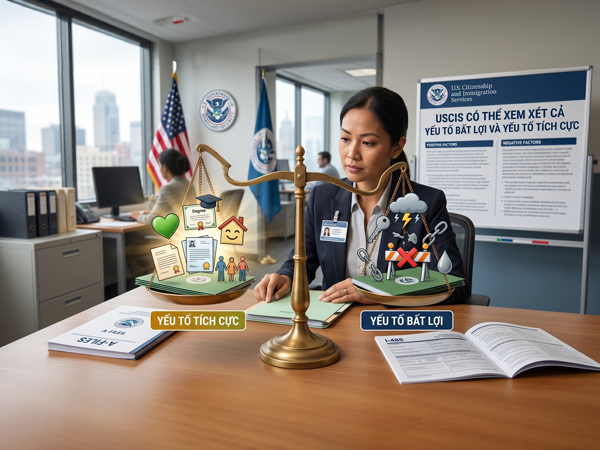USCIS có thể xem xét cả yếu tố bất lợi và yếu tố tích cực