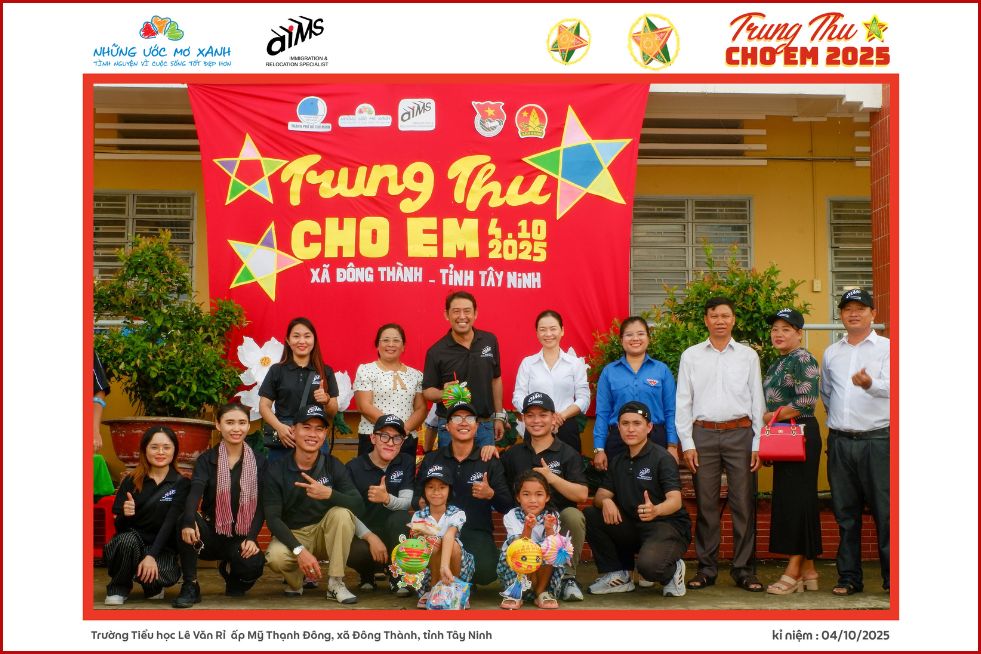AIMS Việt Nam hân hoan đồng hành cùng nhóm tình nguyện Những Ước Mơ Xanh trong chương trình “Trung Thu cho em 2025” tại Trường Tiểu học Lê Văn Rỉ (Tây Ninh)