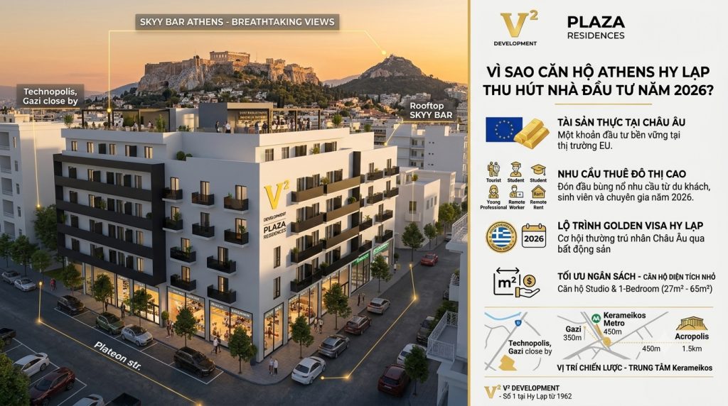 Vì sao căn hộ Athens Hy Lạp thu hút nhà đầu tư năm 2026