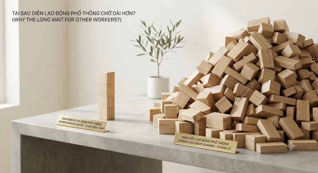 Vì sao diện lao động phổ thông có thời gian chờ dài hơn