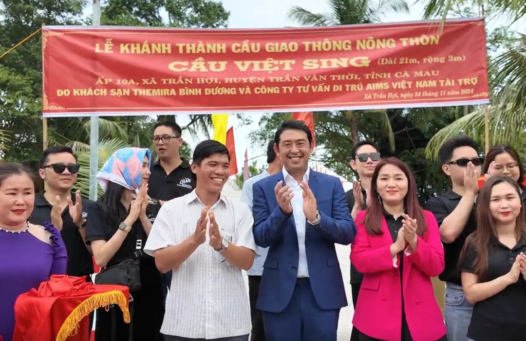 AIMS Việt Nam hỗ trợ người dân Cà Mau xây cầu Việt Sing