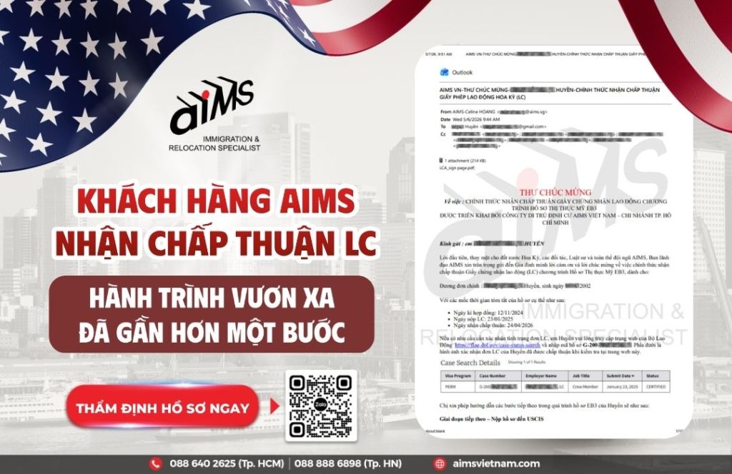 Khách hàng AIMS nhận chấp thuận LC công việc Crew Member