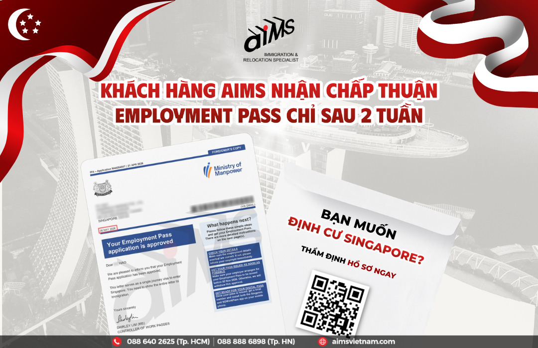 KHÁCH HÀNG AIMS NHẬN SINGAPORE EMPLOYMENT PASS