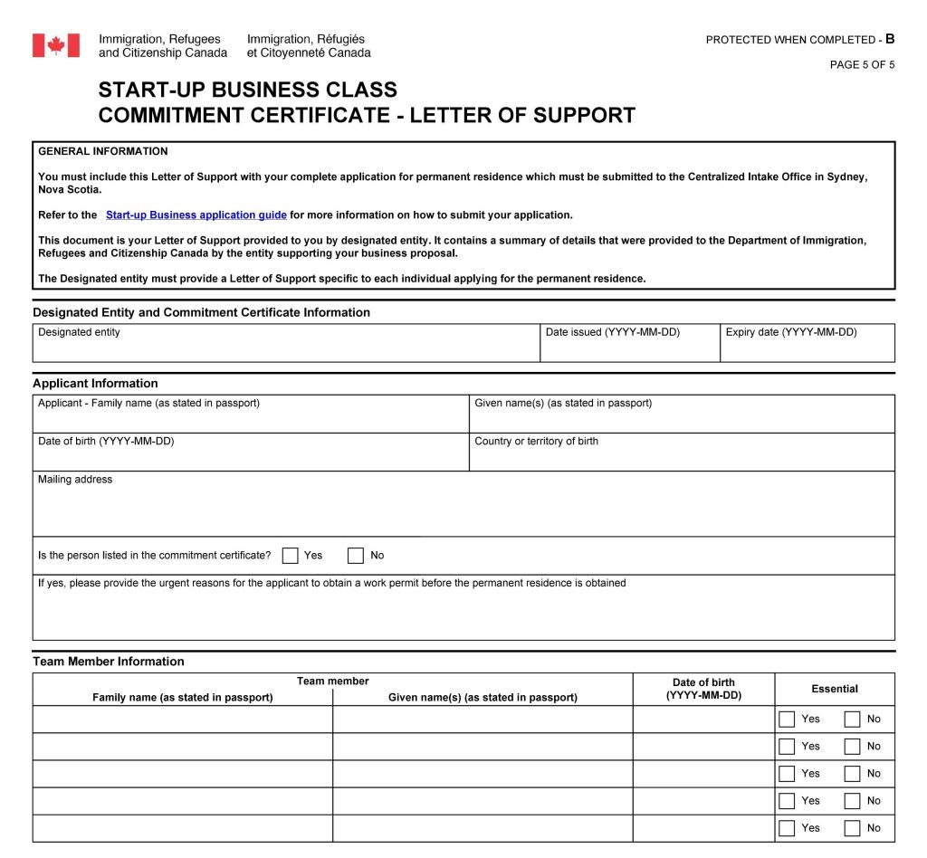 24 03 27 - AIMS -  Dinh cu Canada - letter of support startup visa 2024